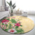 Hawaii Tropical Flowers Round Carpet Polynesian Tattoo Buttermilk