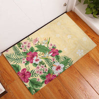 Hawaii Tropical Flowers Rubber Doormat Polynesian Tattoo Buttermilk LT05 - Polynesian Pride
