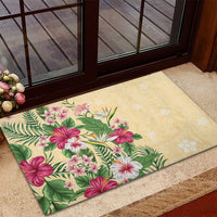 Hawaii Tropical Flowers Rubber Doormat Polynesian Tattoo Buttermilk LT05 - Polynesian Pride