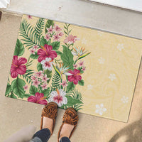 Hawaii Tropical Flowers Rubber Doormat Polynesian Tattoo Buttermilk LT05 - Polynesian Pride