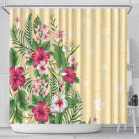 Hawaii Tropical Flowers Shower Curtain Polynesian Tattoo Buttermilk LT05 - Polynesian Pride