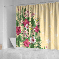 Hawaii Tropical Flowers Shower Curtain Polynesian Tattoo Buttermilk LT05 - Polynesian Pride