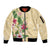 Hawaii Tropical Flowers Sleeve Zip Bomber Jacket Polynesian Tattoo Buttermilk