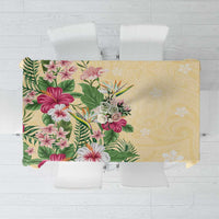 Hawaii Tropical Flowers Tablecloth Polynesian Tattoo Buttermilk LT05 Beige - Polynesian Pride
