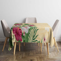 Hawaii Tropical Flowers Tablecloth Polynesian Tattoo Buttermilk LT05 - Polynesian Pride