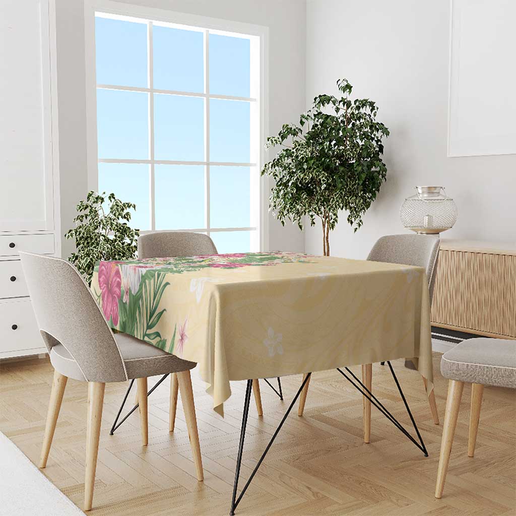 Hawaii Tropical Flowers Tablecloth Polynesian Tattoo Buttermilk LT05 - Polynesian Pride