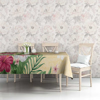 Hawaii Tropical Flowers Tablecloth Polynesian Tattoo Buttermilk LT05 - Polynesian Pride
