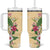 Hawaii Tropical Flowers Tumbler With Handle Polynesian Tattoo Buttermilk