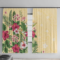 Hawaii Tropical Flowers Window Curtain Polynesian Tattoo Buttermilk LT05 With Hooks Beige - Polynesian Pride