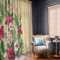 Hawaii Tropical Flowers Window Curtain Polynesian Tattoo Buttermilk LT05 - Polynesian Pride