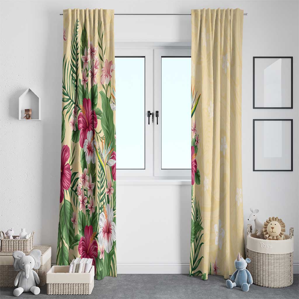 Hawaii Tropical Flowers Window Curtain Polynesian Tattoo Buttermilk LT05 - Polynesian Pride