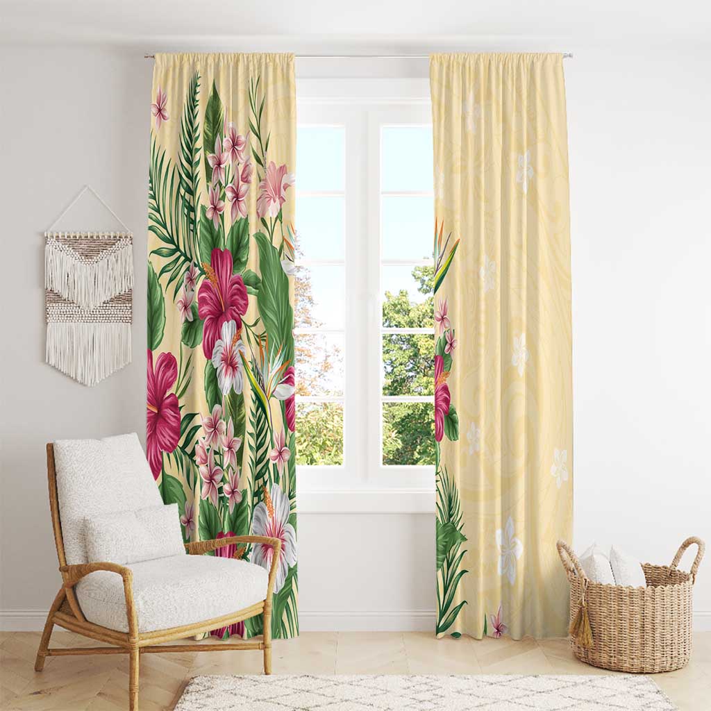 Hawaii Tropical Flowers Window Curtain Polynesian Tattoo Buttermilk LT05 - Polynesian Pride