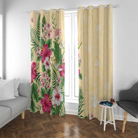 Hawaii Tropical Flowers Window Curtain Polynesian Tattoo Buttermilk LT05 With Grommets Beige - Polynesian Pride