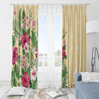 Hawaii Tropical Flowers Window Curtain Polynesian Tattoo Buttermilk LT05 - Polynesian Pride