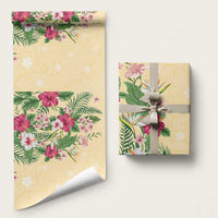 Hawaii Tropical Flowers Wrapping Paper Polynesian Tattoo Buttermilk LT05 58" × 23" Beige - Polynesian Pride