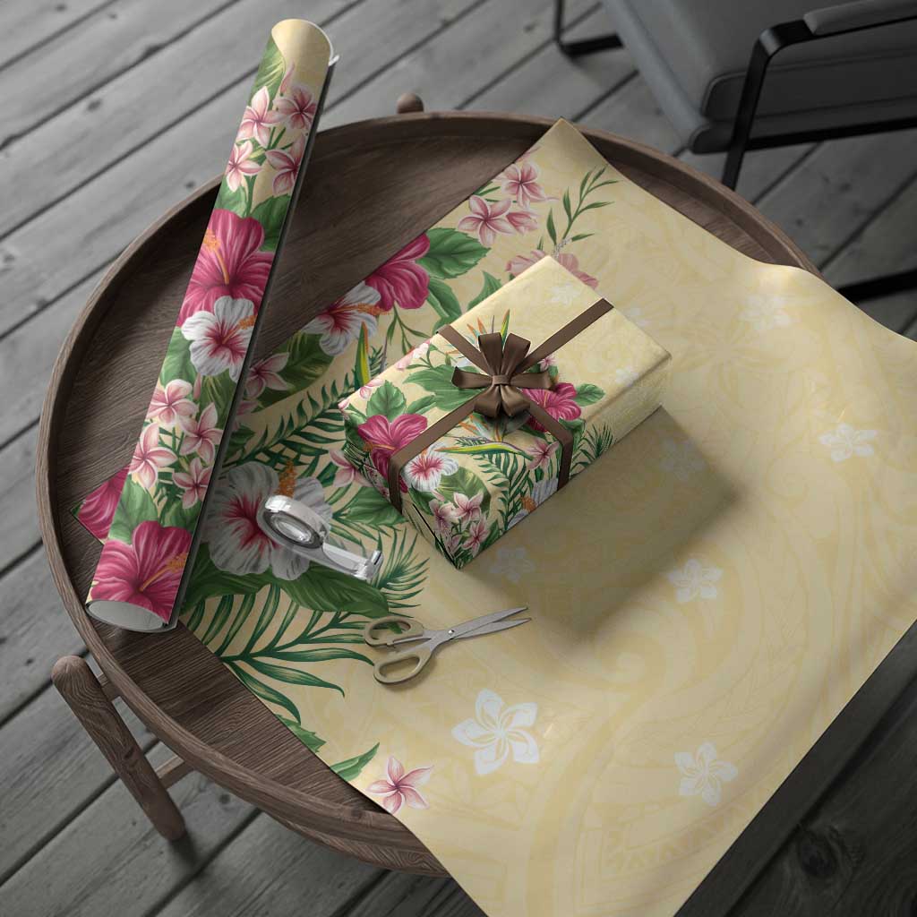 Hawaii Tropical Flowers Wrapping Paper Polynesian Tattoo Buttermilk LT05 - Polynesian Pride