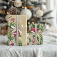 Hawaii Tropical Flowers Wrapping Paper Polynesian Tattoo Buttermilk LT05 - Polynesian Pride