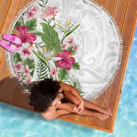 Hawaii Tropical Flowers Beach Blanket Polynesian Tattoo White LT05 - Polynesian Pride