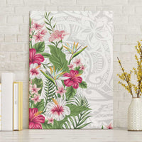 Hawaii Tropical Flowers Canvas Wall Art Polynesian Tattoo White LT05 Without Frame White - Polynesian Pride