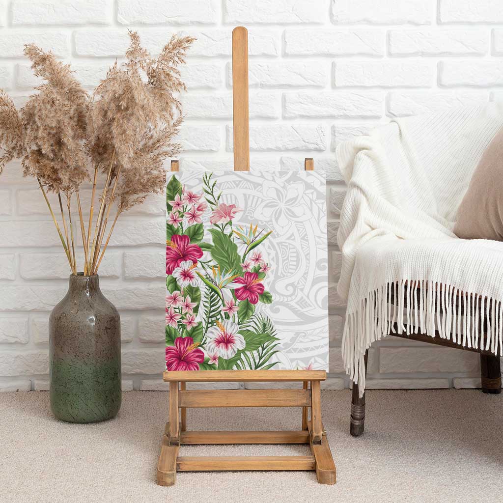 Hawaii Tropical Flowers Canvas Wall Art Polynesian Tattoo White LT05 - Polynesian Pride