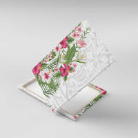 Hawaii Tropical Flowers Canvas Wall Art Polynesian Tattoo White LT05 With Frame White - Polynesian Pride