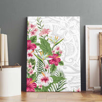 Hawaii Tropical Flowers Canvas Wall Art Polynesian Tattoo White LT05 - Polynesian Pride
