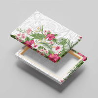 Hawaii Tropical Flowers Canvas Wall Art Polynesian Tattoo White LT05 - Polynesian Pride