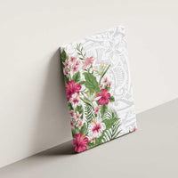Hawaii Tropical Flowers Canvas Wall Art Polynesian Tattoo White LT05 - Polynesian Pride