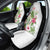 Hawaii Tropical Flowers Car Seat Cover Polynesian Tattoo White