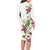 Hawaii Tropical Flowers Family Matching Long Sleeve Bodycon Dress and Hawaiian Shirt Polynesian Tattoo White