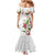 Hawaii Tropical Flowers Family Matching Mermaid Dress and Hawaiian Shirt Polynesian Tattoo White