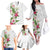 Hawaii Tropical Flowers Family Matching Off The Shoulder Long Sleeve Dress and Hawaiian Shirt Polynesian Tattoo White