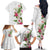 Hawaii Tropical Flowers Family Matching Off The Shoulder Long Sleeve Dress and Hawaiian Shirt Polynesian Tattoo White