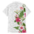 Hawaii Tropical Flowers Family Matching Off The Shoulder Long Sleeve Dress and Hawaiian Shirt Polynesian Tattoo White