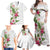 Hawaii Tropical Flowers Family Matching Off Shoulder Maxi Dress and Hawaiian Shirt Polynesian Tattoo White