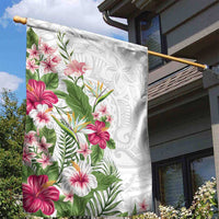 Hawaii Tropical Flowers Garden Flag Polynesian Tattoo White LT05 - Polynesian Pride