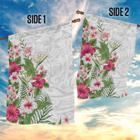 Hawaii Tropical Flowers Garden Flag Polynesian Tattoo White LT05 - Polynesian Pride