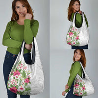 Hawaii Tropical Flowers Grocery Bag Polynesian Tattoo White LT05 - Polynesian Pride