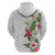 Hawaii Tropical Flowers Hoodie Polynesian Tattoo White