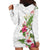 Hawaii Tropical Flowers Hoodie Dress Polynesian Tattoo White