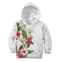 Hawaii Tropical Flowers Kid Hoodie Polynesian Tattoo White LT05 Hoodie White - Polynesian Pride