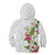 Hawaii Tropical Flowers Kid Hoodie Polynesian Tattoo White