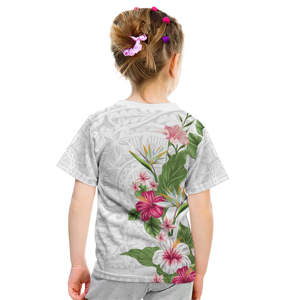 Hawaii Tropical Flowers Kid T Shirt Polynesian Tattoo White LT05 - Polynesian Pride