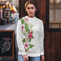 Hawaii Tropical Flowers Ugly Christmas Sweater Polynesian Tattoo White LT05 - Polynesian Pride
