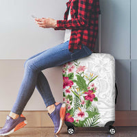 Hawaii Tropical Flowers Luggage Cover Polynesian Tattoo White LT05 - Polynesian Pride