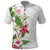 Hawaii Tropical Flowers Polo Shirt Polynesian Tattoo White