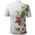 Hawaii Tropical Flowers Polo Shirt Polynesian Tattoo White