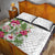 Hawaii Tropical Flowers Quilt Bed Set Polynesian Tattoo White