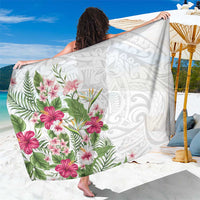 Hawaii Tropical Flowers Sarong Polynesian Tattoo White LT05 One Size 44 x 66 inches White - Polynesian Pride