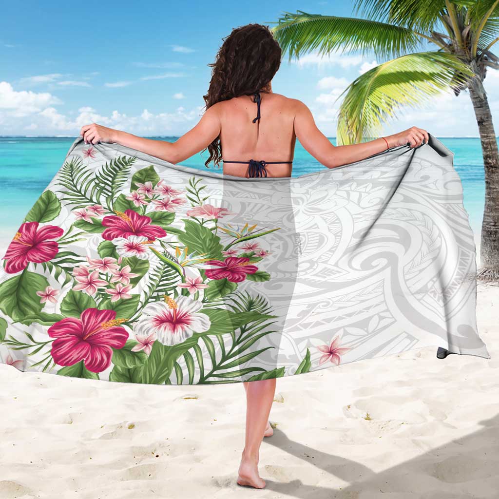 Hawaii Tropical Flowers Sarong Polynesian Tattoo White LT05 - Polynesian Pride